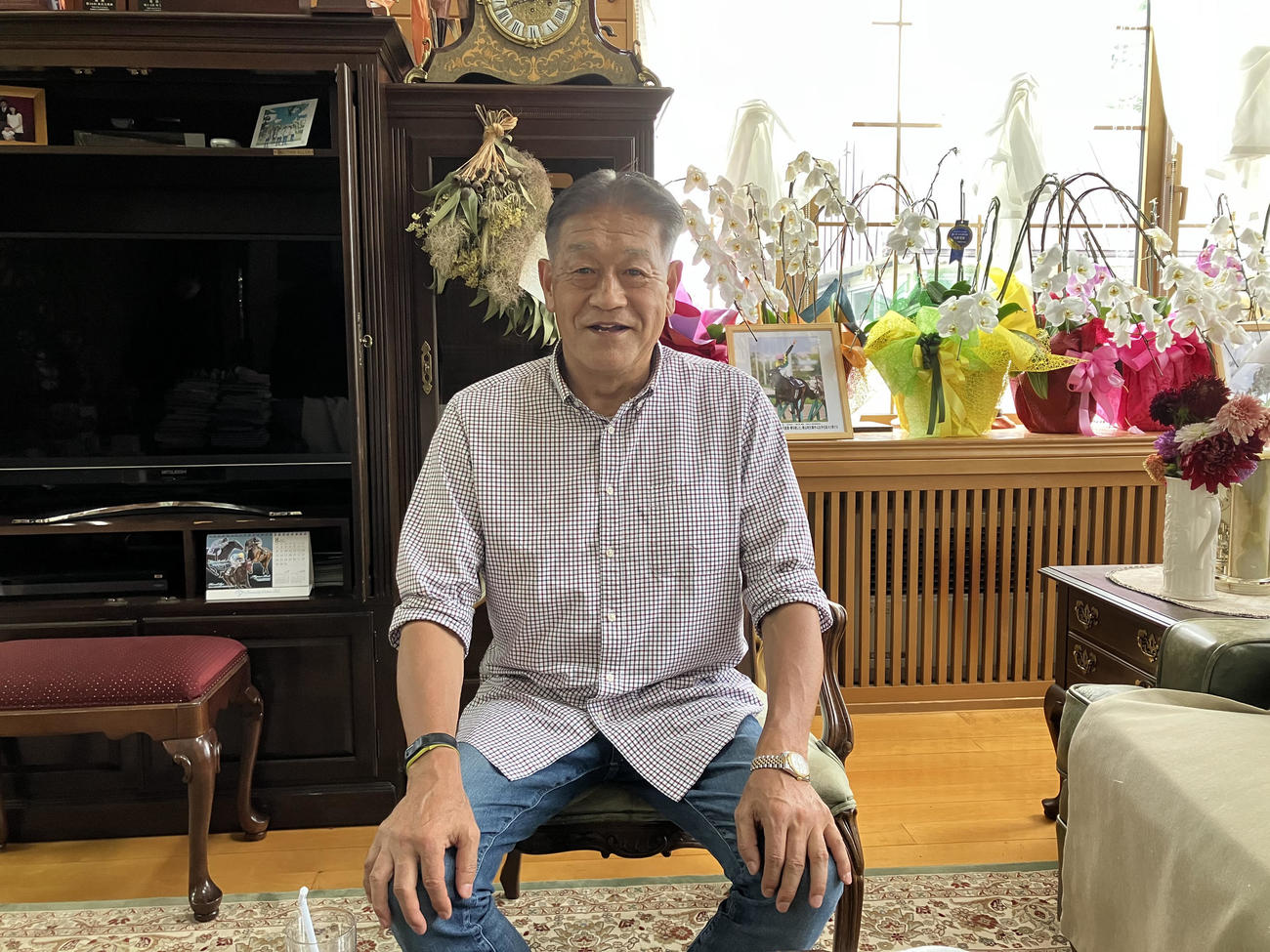 タイトルホルダーで挑む凱旋門賞への思いを語った岡田牧雄氏（撮影・奥田隼人）