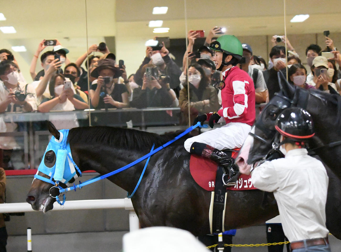 東京HJで9着に敗れ引き揚げるオジュウチョウサンと石神騎手