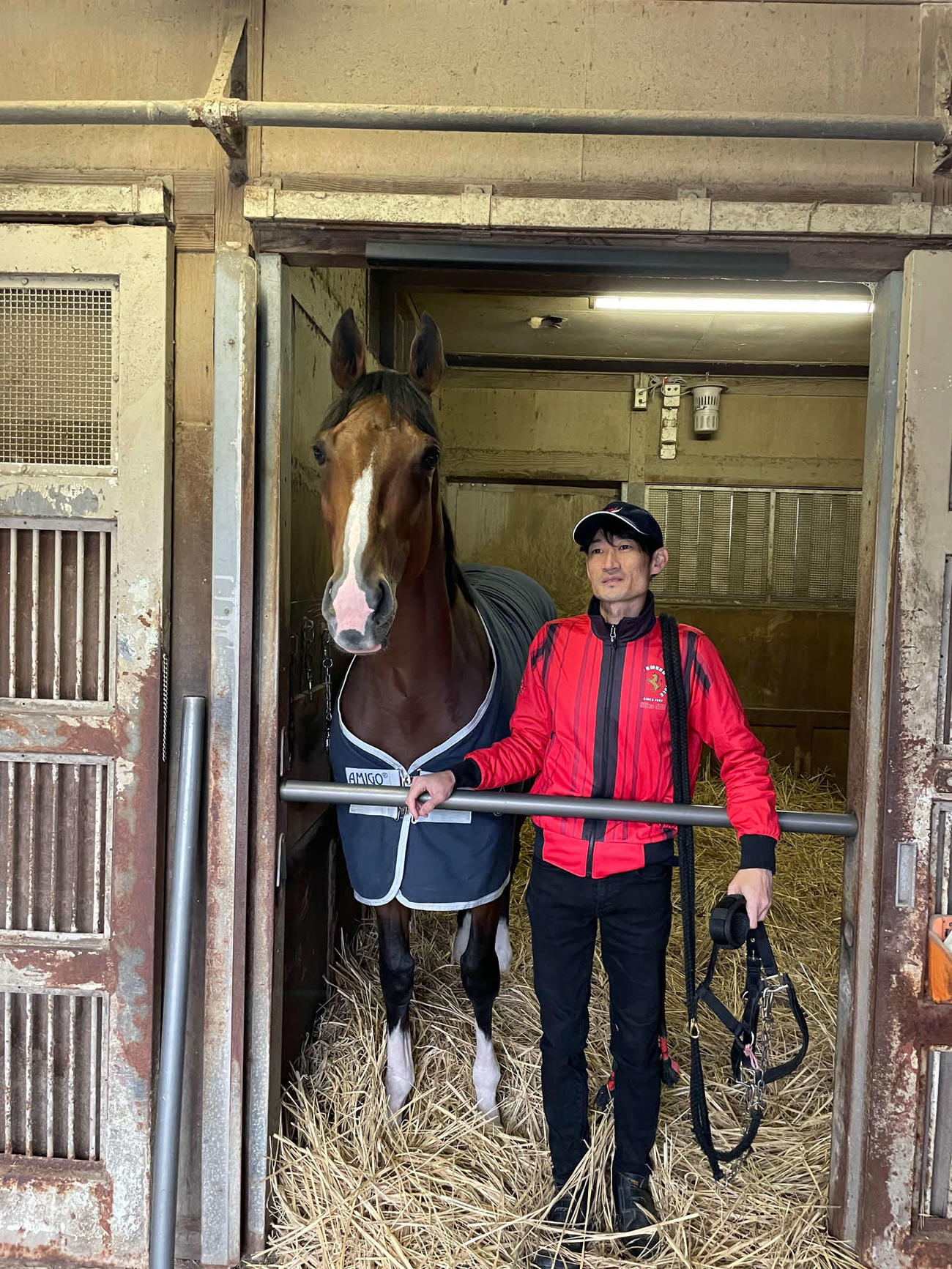 馬房で静養する菊花賞馬アスクビクターモア