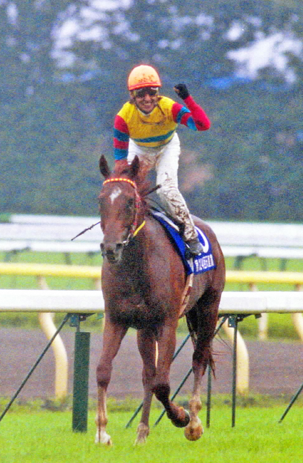 01年10月、見事な差し切りで天皇賞・秋を制したアグネスデジタルと四位騎手