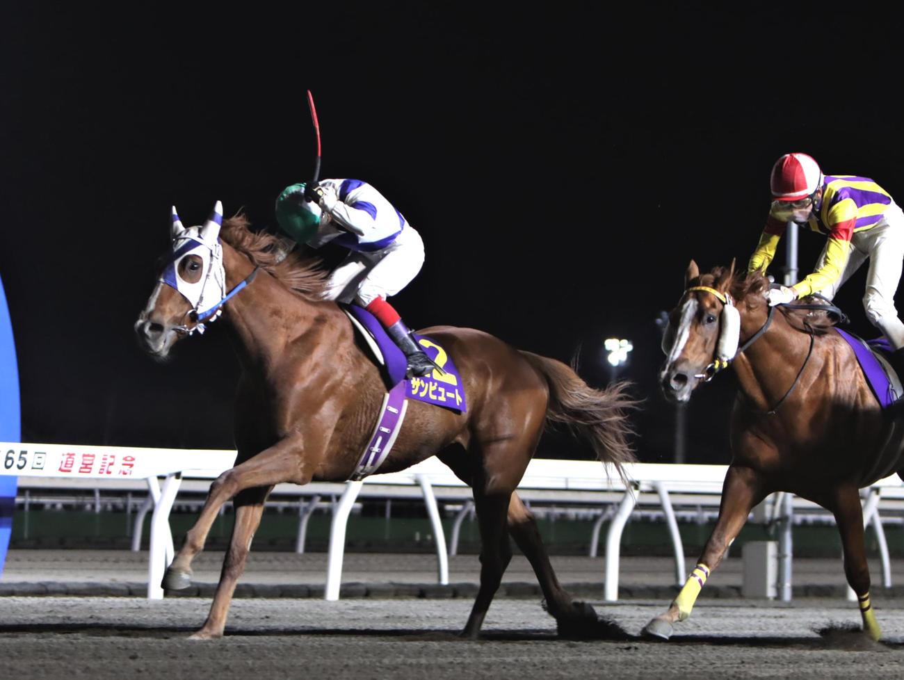 重賞初制覇を果たしたサンビュート。右は2着シルトプレ（撮影・奥村晶治）