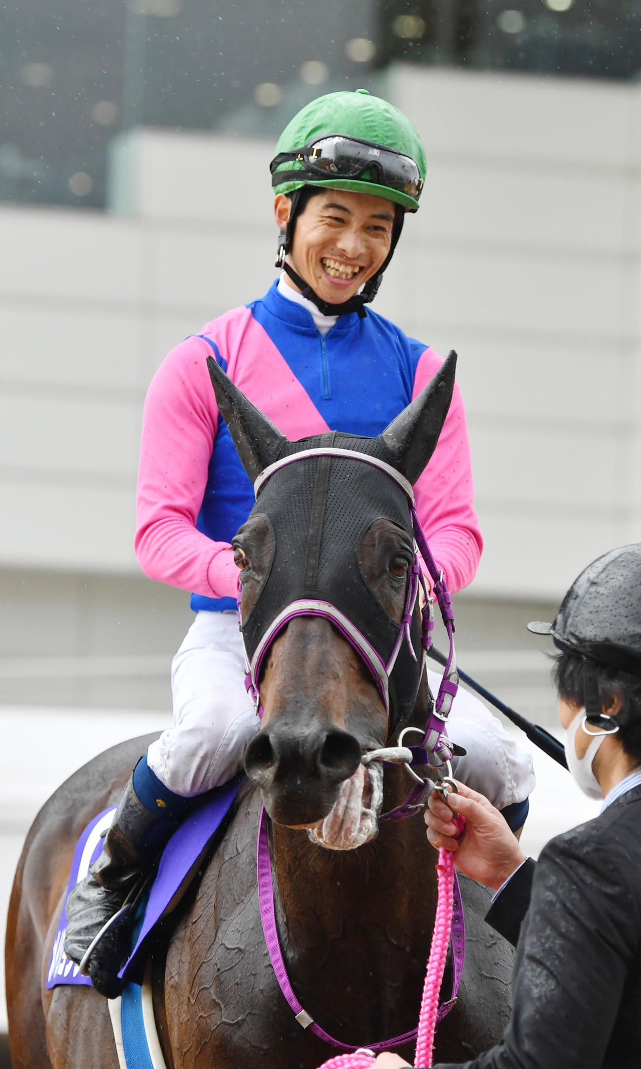 中山グランドジャンプを制したメイショウダッサイと森一馬騎手（21年4月17日撮影）