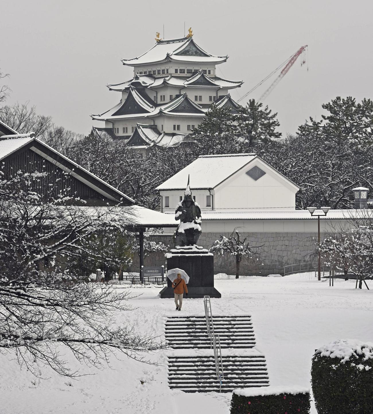 雪化粧した名古屋城天守閣（共同）