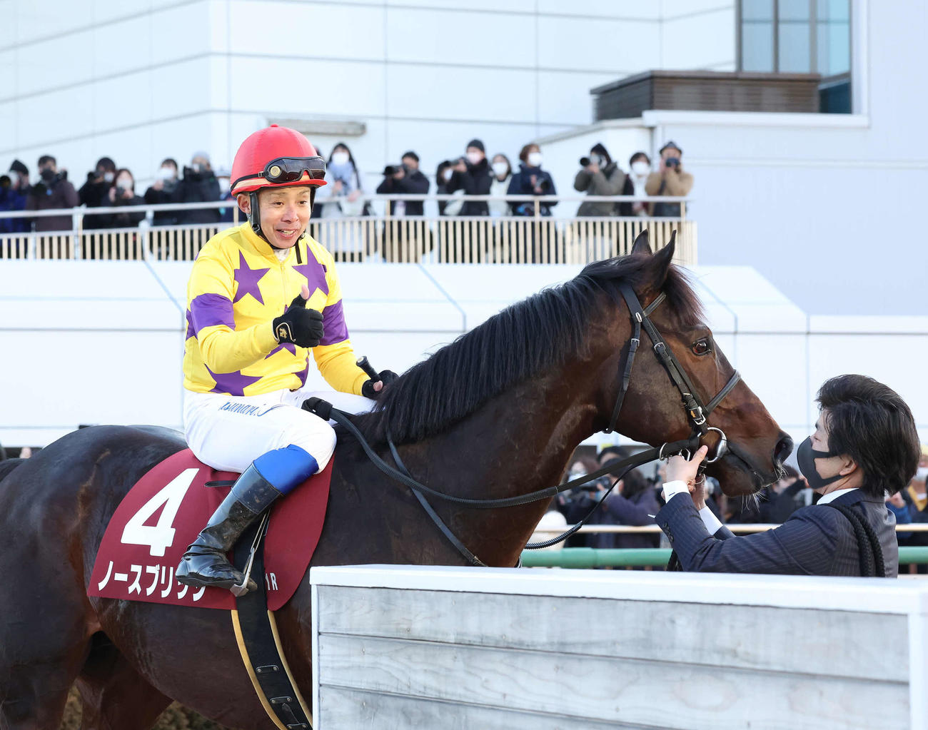 AJCCを制したノースブリッジと岩田康騎手（撮影・丹羽敏通）