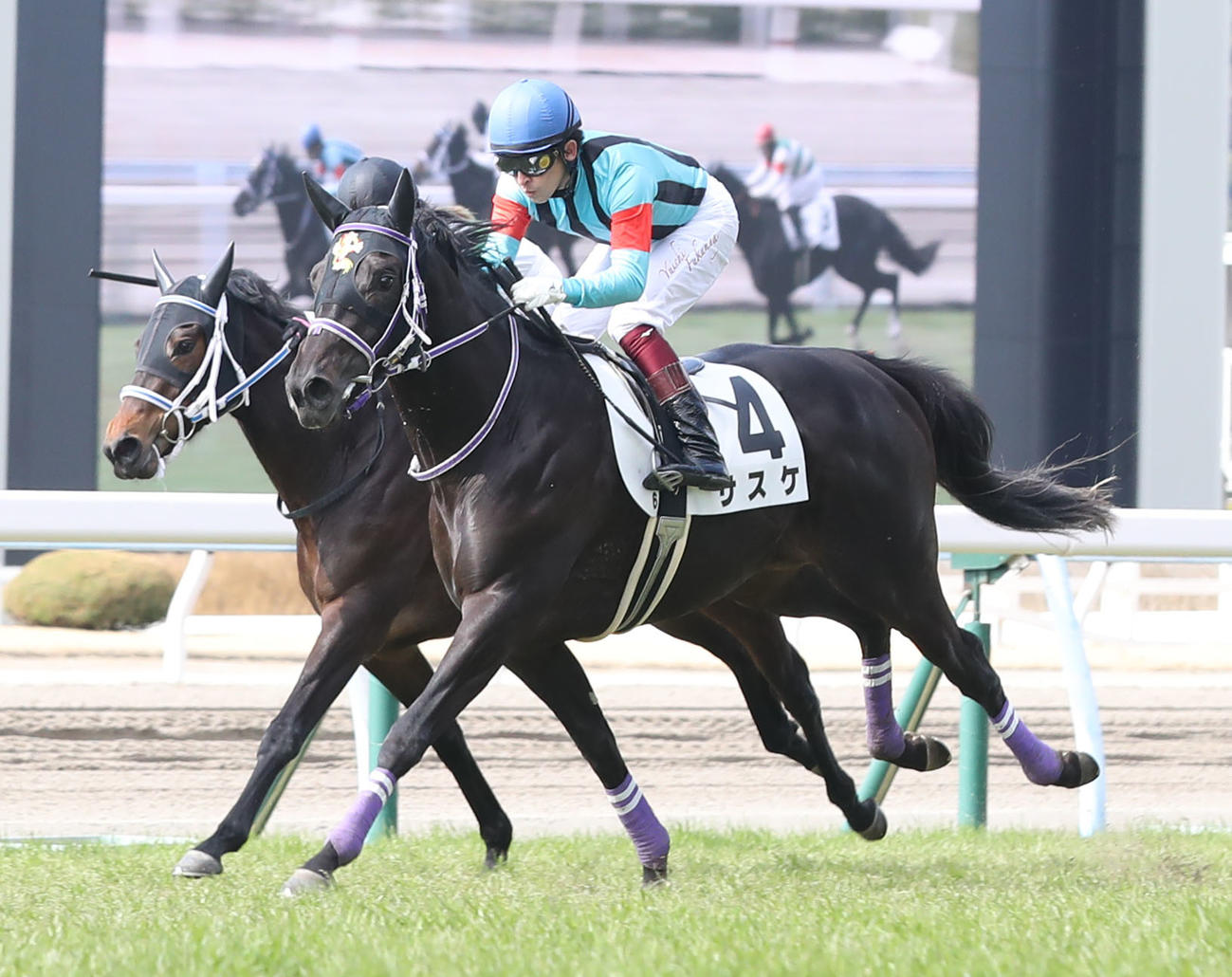 小倉6R、3歳未勝利で1着のサスケと福永祐一騎手（撮影・屋方直哉）