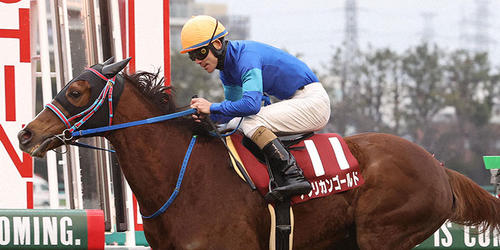 マイペースで逃げ切って京都記念を制したアフリカンゴールド＝2022年2月13日、阪神競馬場