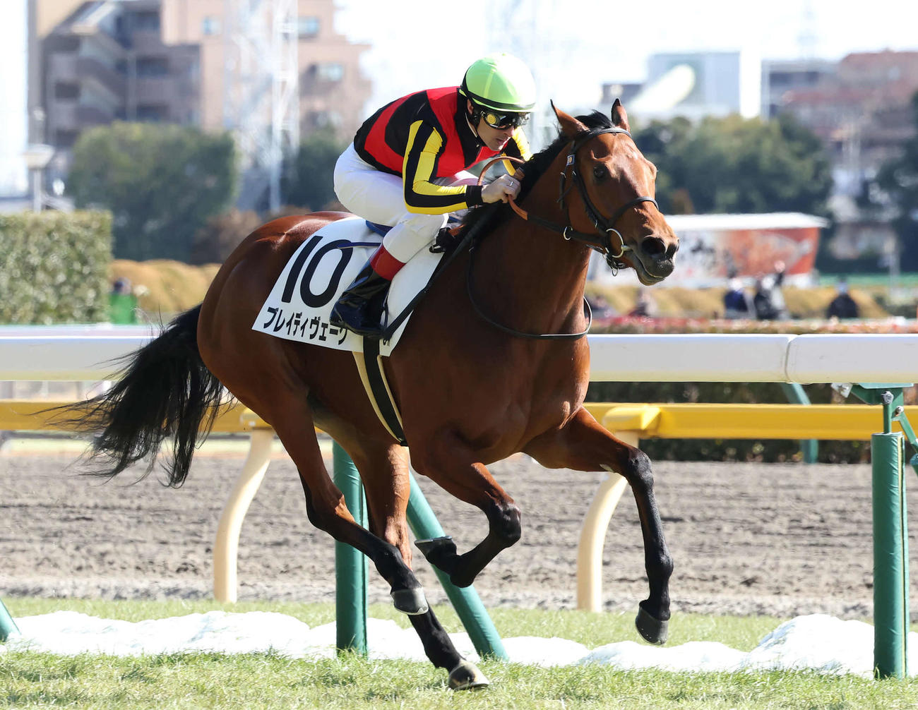 東京6R、3歳牝馬未勝利戦を制したブレイディヴェーグとルメール騎手（撮影・丹羽敏通）