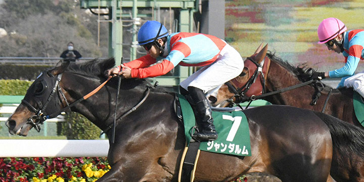 ゴール前で力強く抜け出したジャンダルムがオーシャンSを制した＝2022年3月5日、中山競馬場