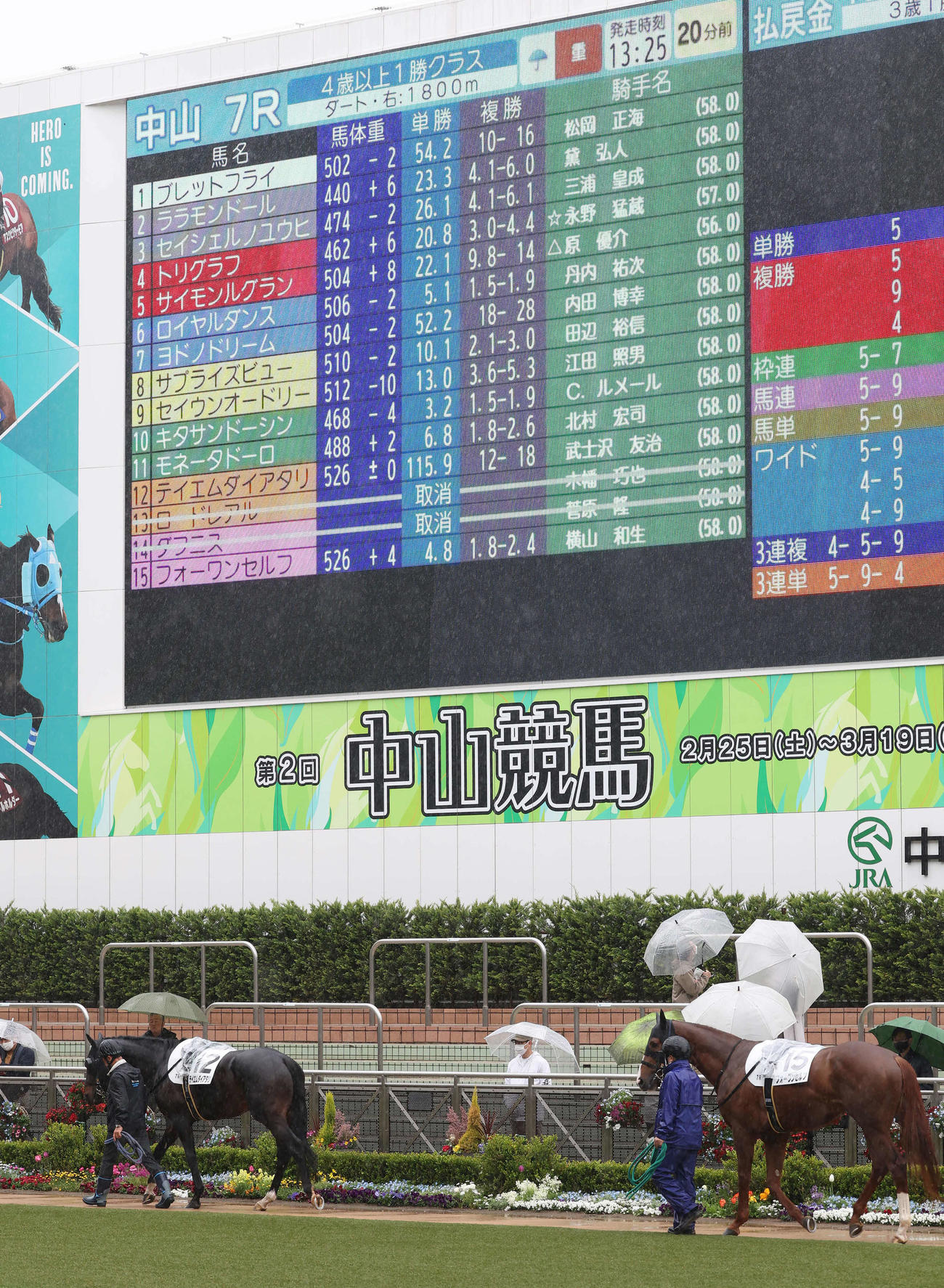 厩舎従業員春闘の影響で中山7Rは2頭が出走取り消しとなった（撮影・丹羽敏通）