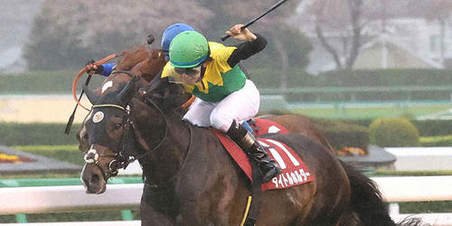 タイトルホルダーと横山和生騎手が積極的なレース運びで日経賞を制した=2022年3月26日、中山競馬場