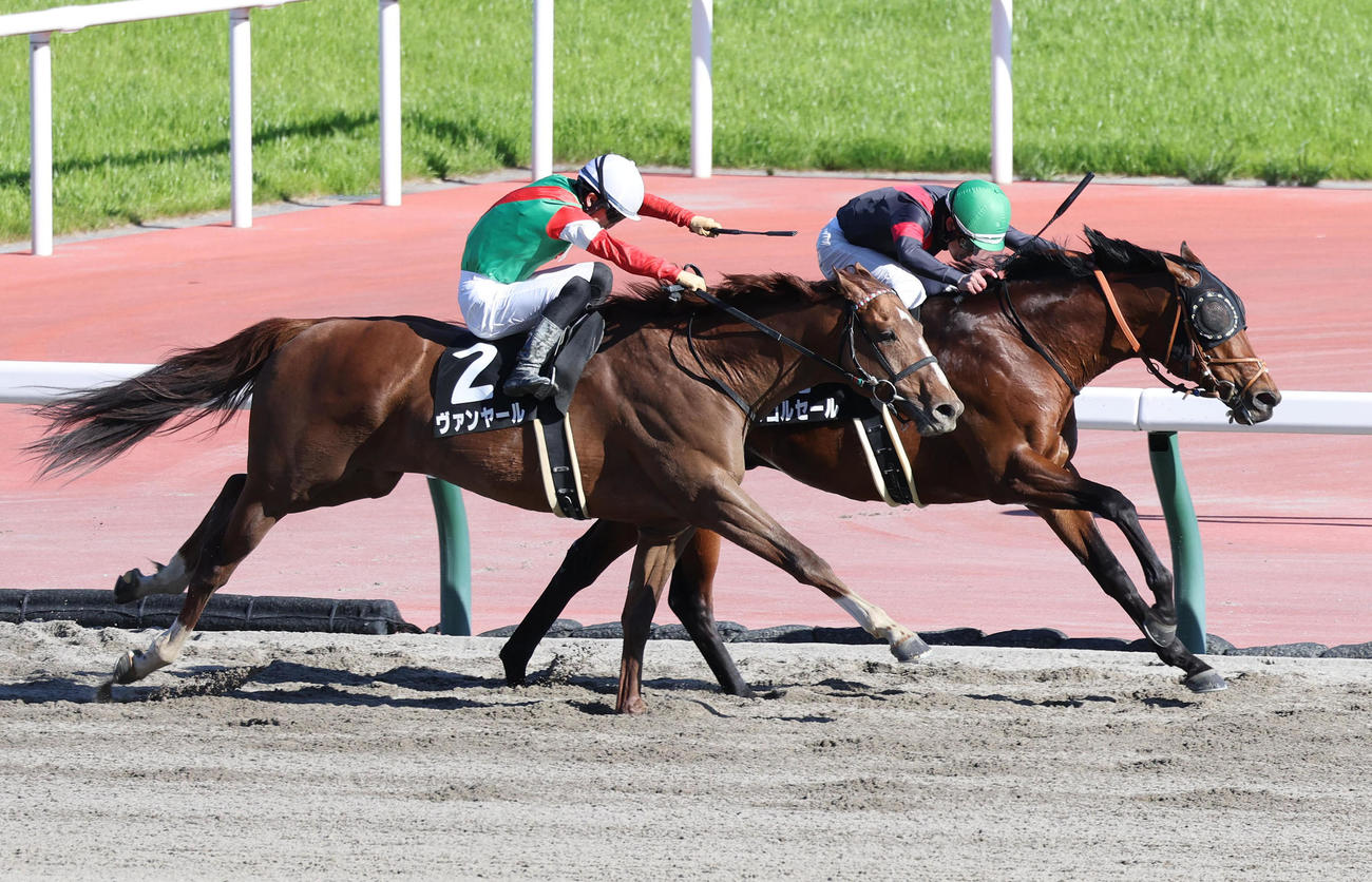 ヴァンヤール（左）との接戦を制して名古屋城Sを勝利したルコルセール（撮影・白石智彦）