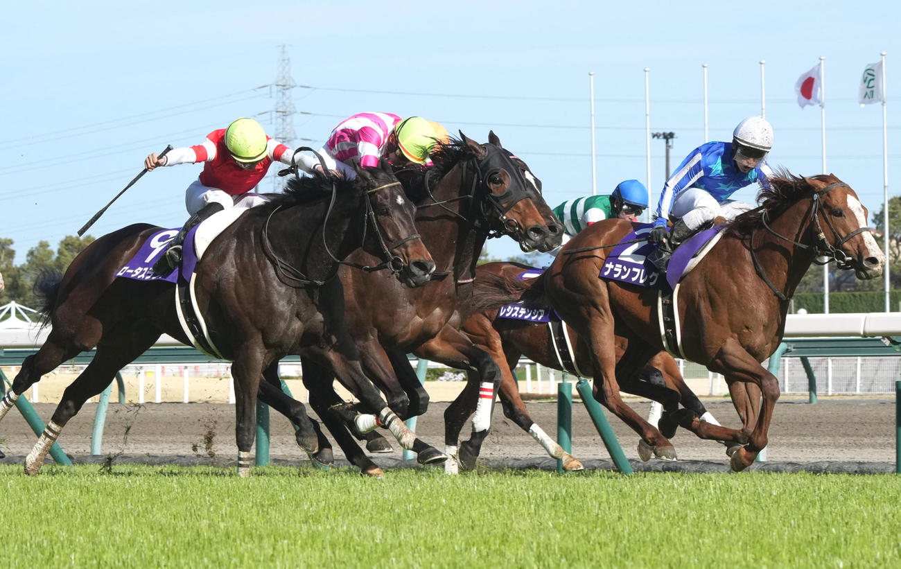 22年高松宮記念で2着に敗れたロータスランド（左）。右は勝ったナランフレグ