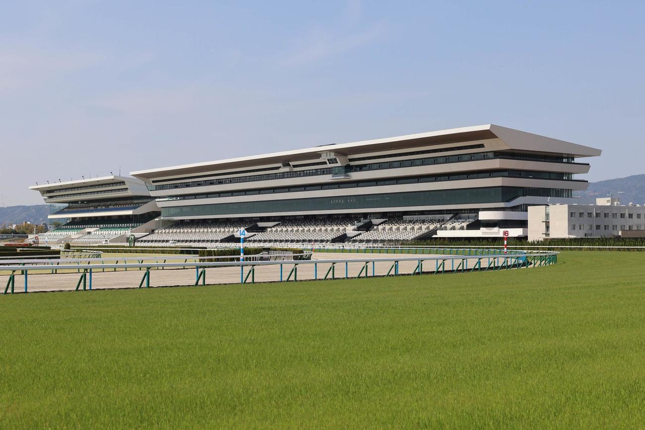 一新された京都競馬場のグランドスタンド（右側）