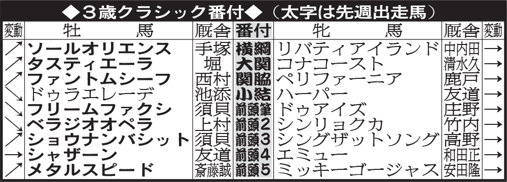 3歳クラシック番付