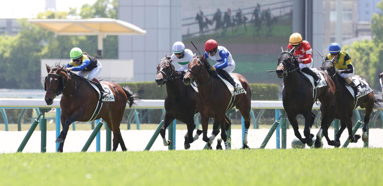 京都6Rをゲヴィナーで逃げ切った今村騎手（左）（撮影・白石智彦）