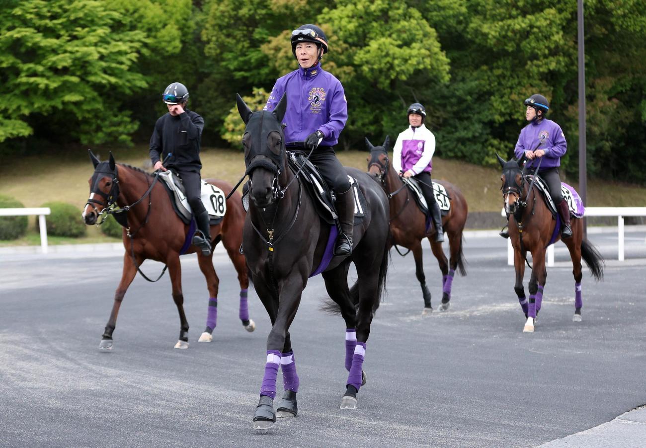 グランヴィノス（手前）は馬場へ移動する