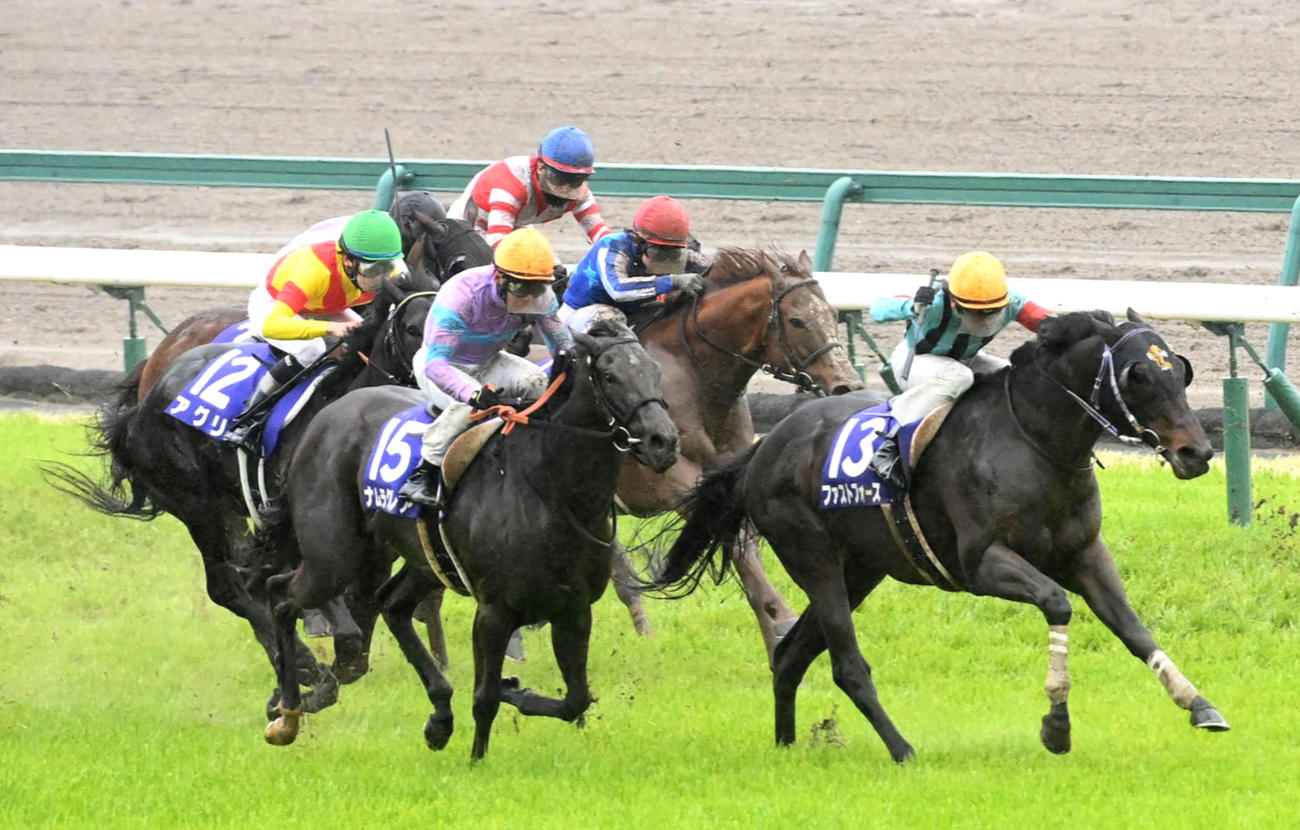 高松宮記念2着のナムラクレア（左）。右は勝ったファストフォース