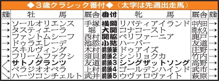 3歳クラシック番付
