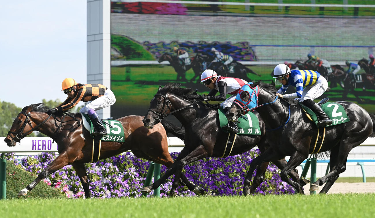 葵S3着に敗れたビッグシーザー（右）。左は勝ったモズメイメイ（撮影・石井愛子）
