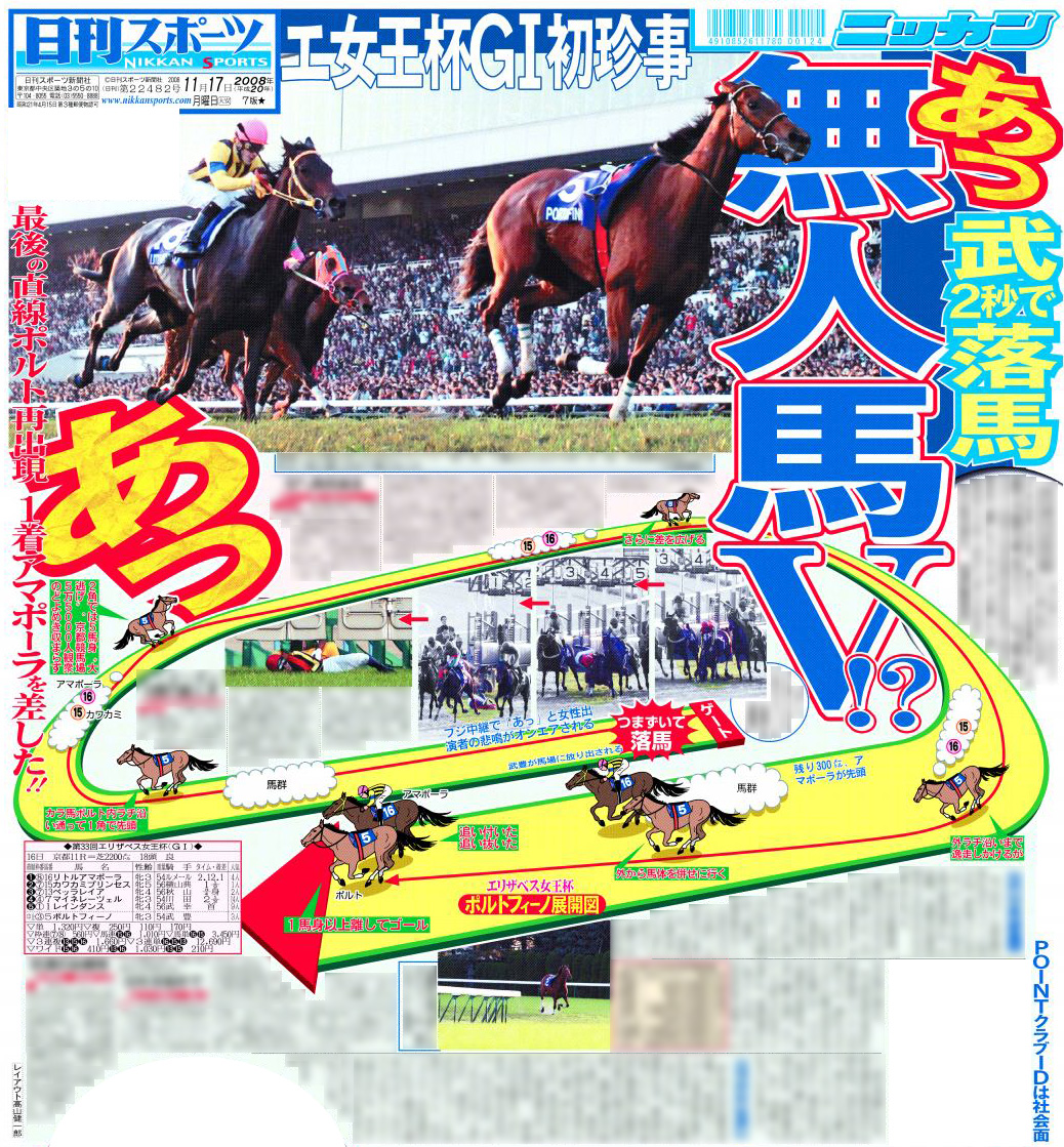 2008年11月17日付日刊スポーツ紙面
