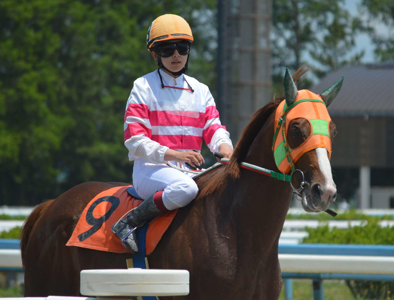 復帰初戦の金沢競馬1Rウインペルセで5着だった今村聖奈騎手（撮影・藤本真育）