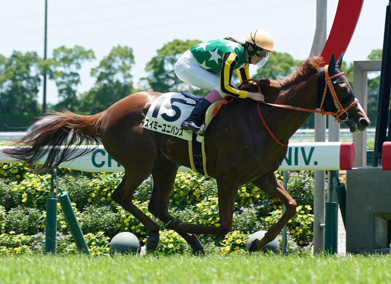 中京4Rを制したスイミーユニバンスと永島まなみ騎手（撮影・森本幸一）