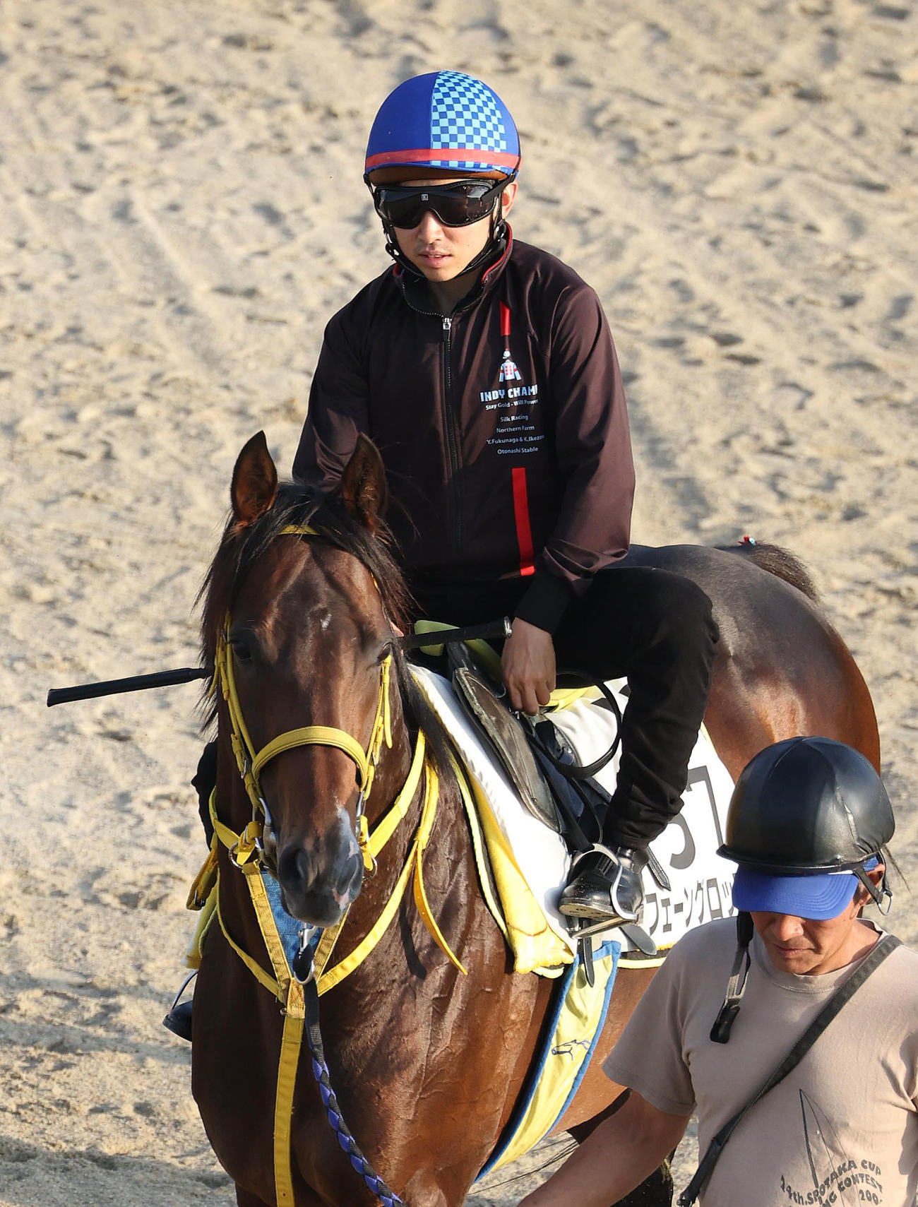 6月28日、松若騎手を背にスタンド前で運動するフェーングロッテン