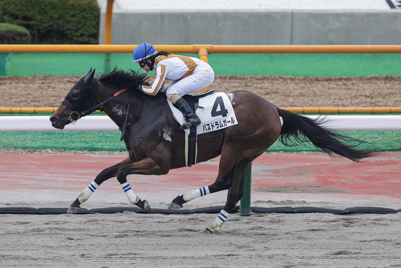 函館2R、3歳未勝利を勝ち上がったバスドラムガールと古川奈騎手（撮影・村野早祐）