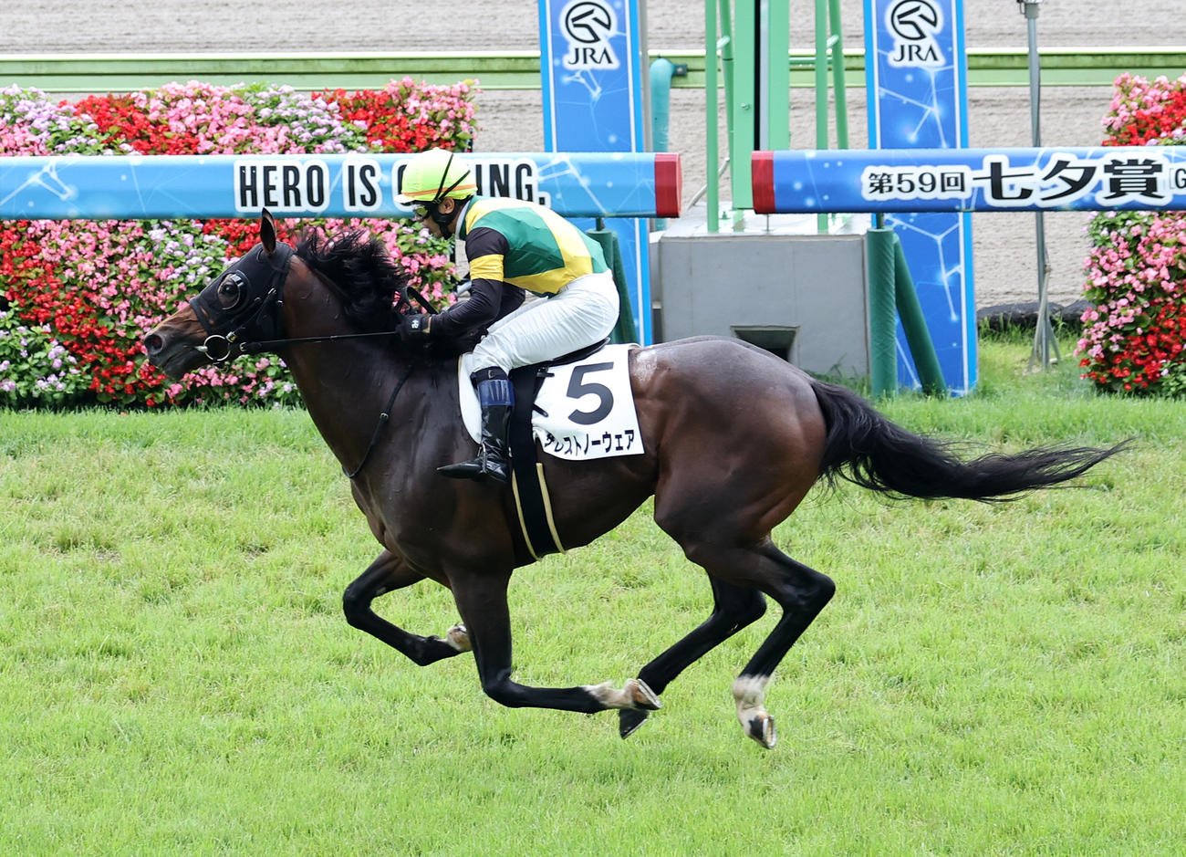 障害未勝利を制したザレストノーウェアと蓑島靖典騎手（撮影・鈴木正人）