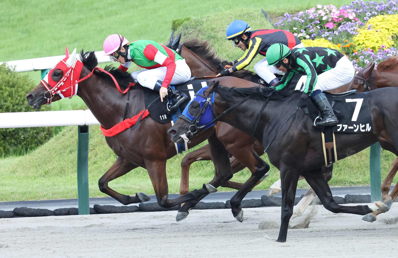 福島11R、安達太良Sを制したチェイスザドリームと津村騎手（撮影・丹羽敏通）