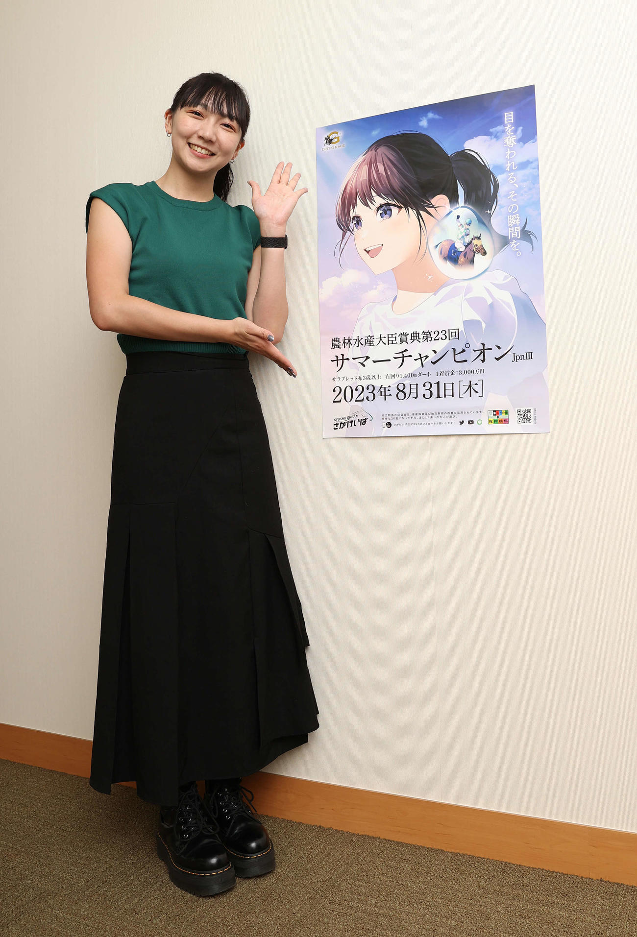 佐賀競馬「サマーチャンピオン」PRのため日刊スポーツを訪れた優希乃（撮影・河野匠）