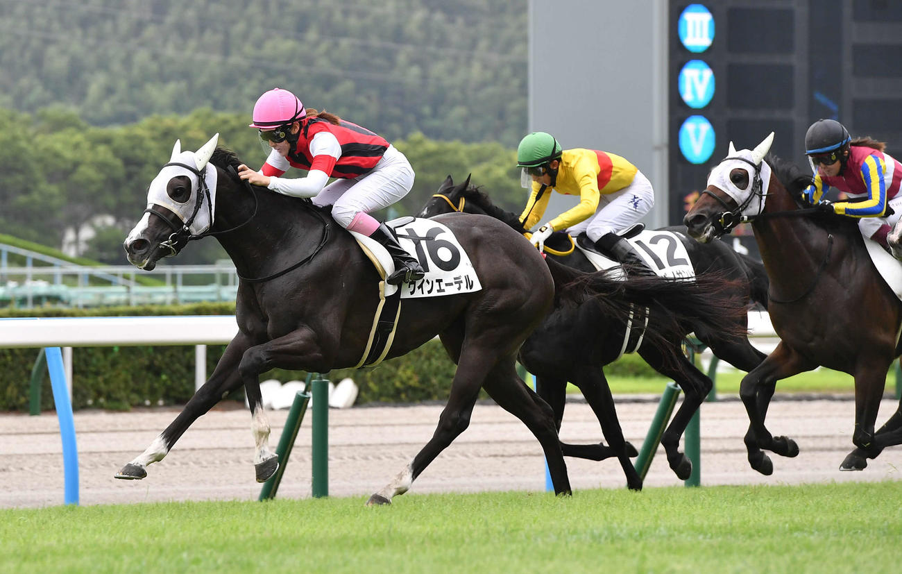 小倉4R・3歳未勝利　1着のウインエーデルと永島まなみ騎手（撮影・岩下翔太）