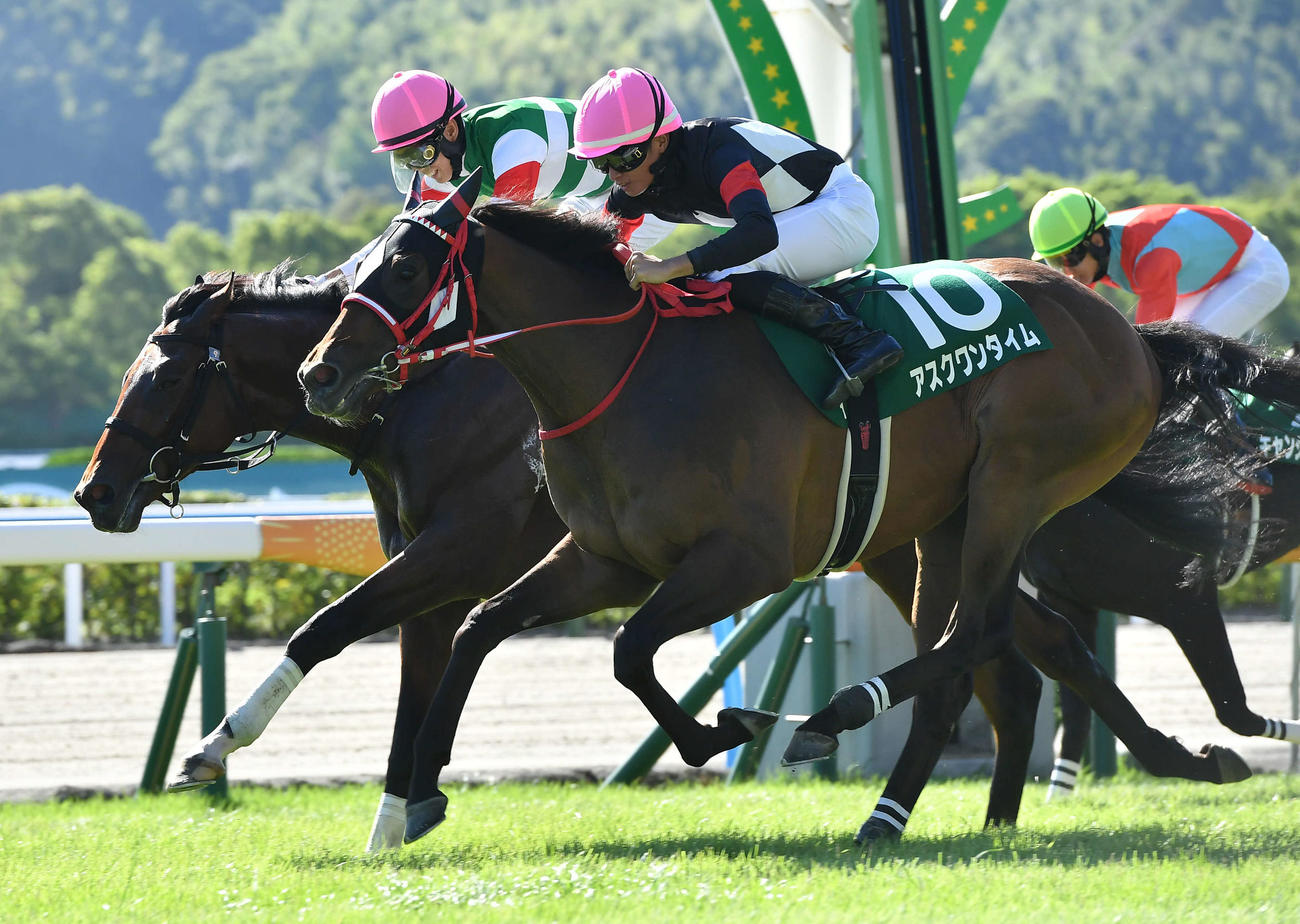 小倉2歳S1着のアスクワンタイムと岩田望来騎手（撮影・岩下翔太）