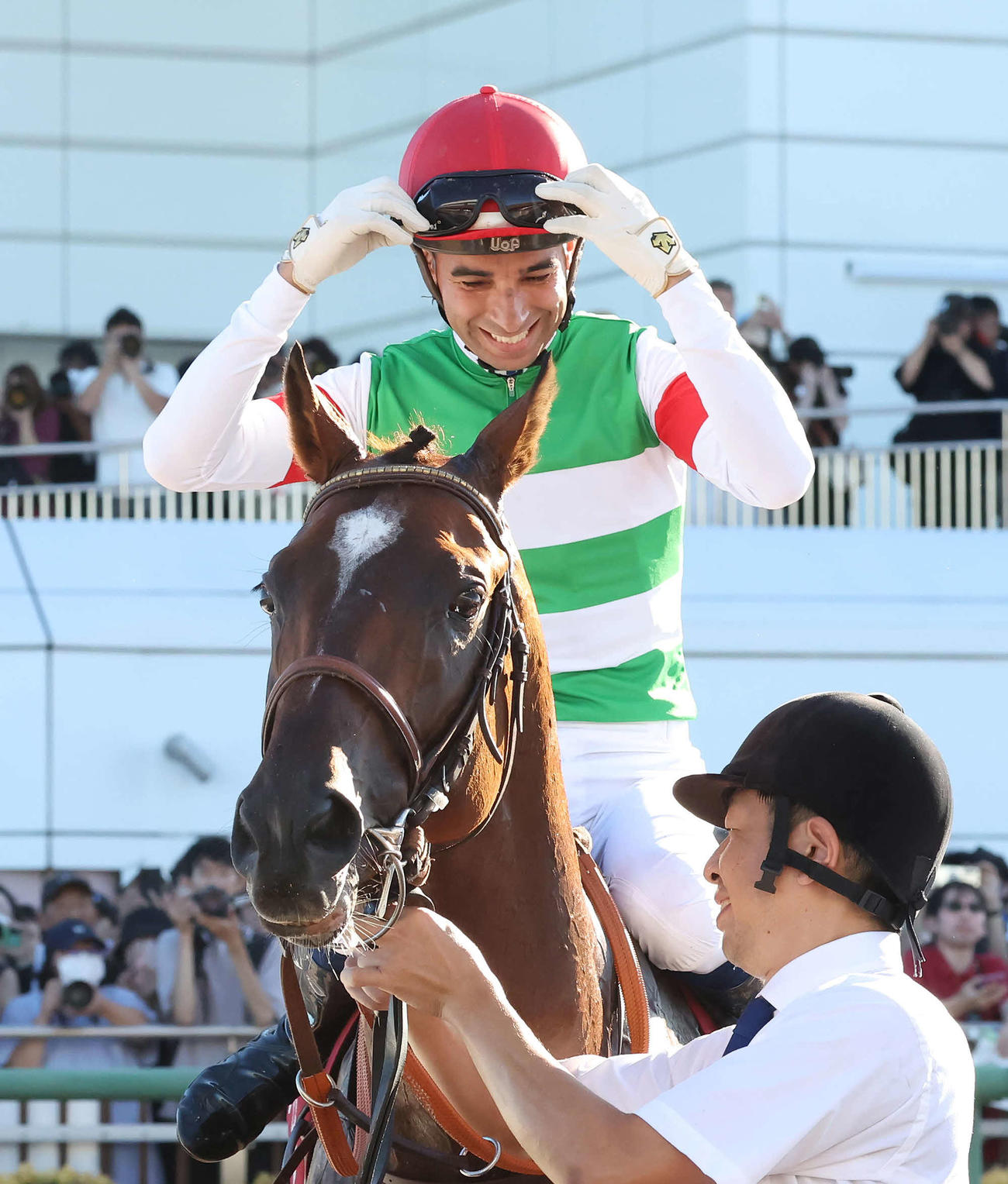 セントライト記念をレーベンスティールで制したモレイラ騎手（撮影・丹羽敏通）