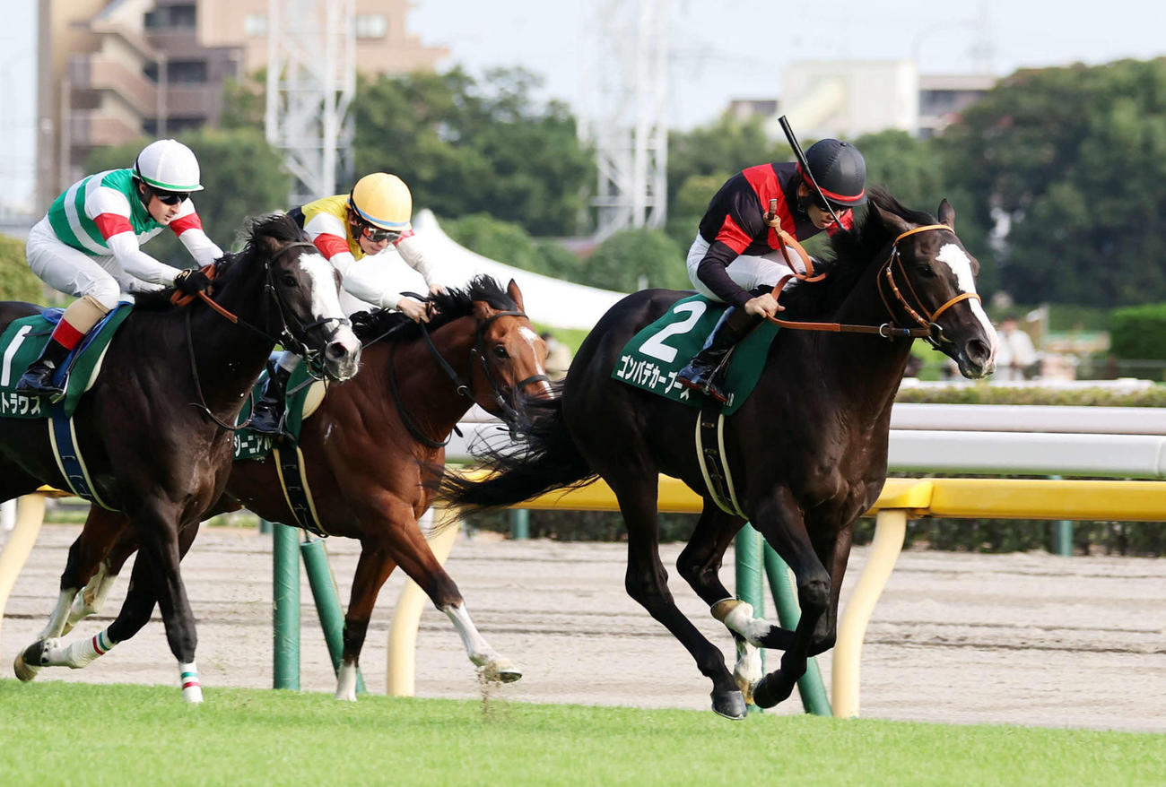 サウジアラビアRCを制したゴンバデカーブース（右）と松山弘平騎手（撮影・鈴木正人）