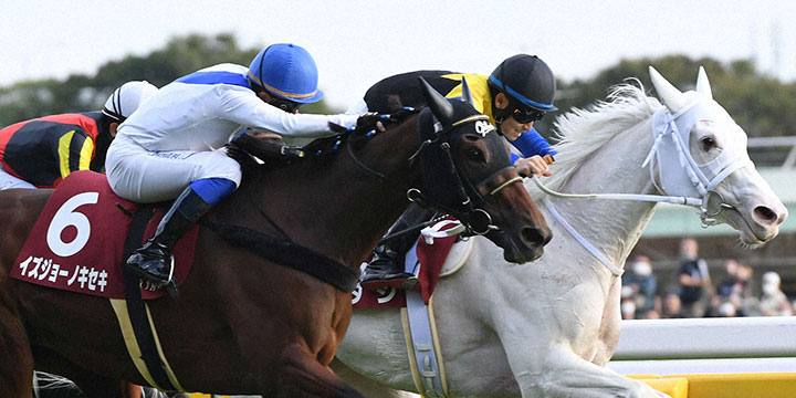府中牝馬Sを制したイズジョーノキセキ（左）、2着ソダシ（撮影・柴田隆二）＝2022年10月15日、東京競馬場