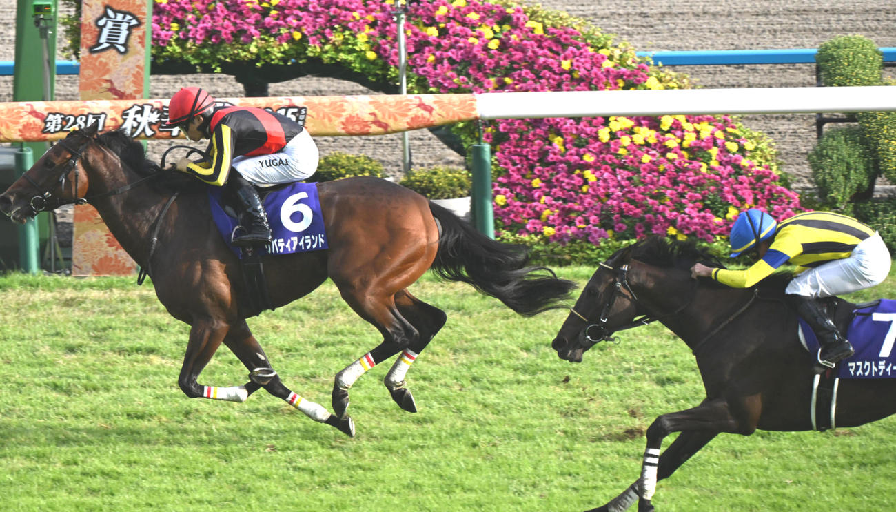 秋華賞2着に敗れたマスクトディーヴァ（右）。左は勝ったリバティアイランド（撮影・和賀正仁）