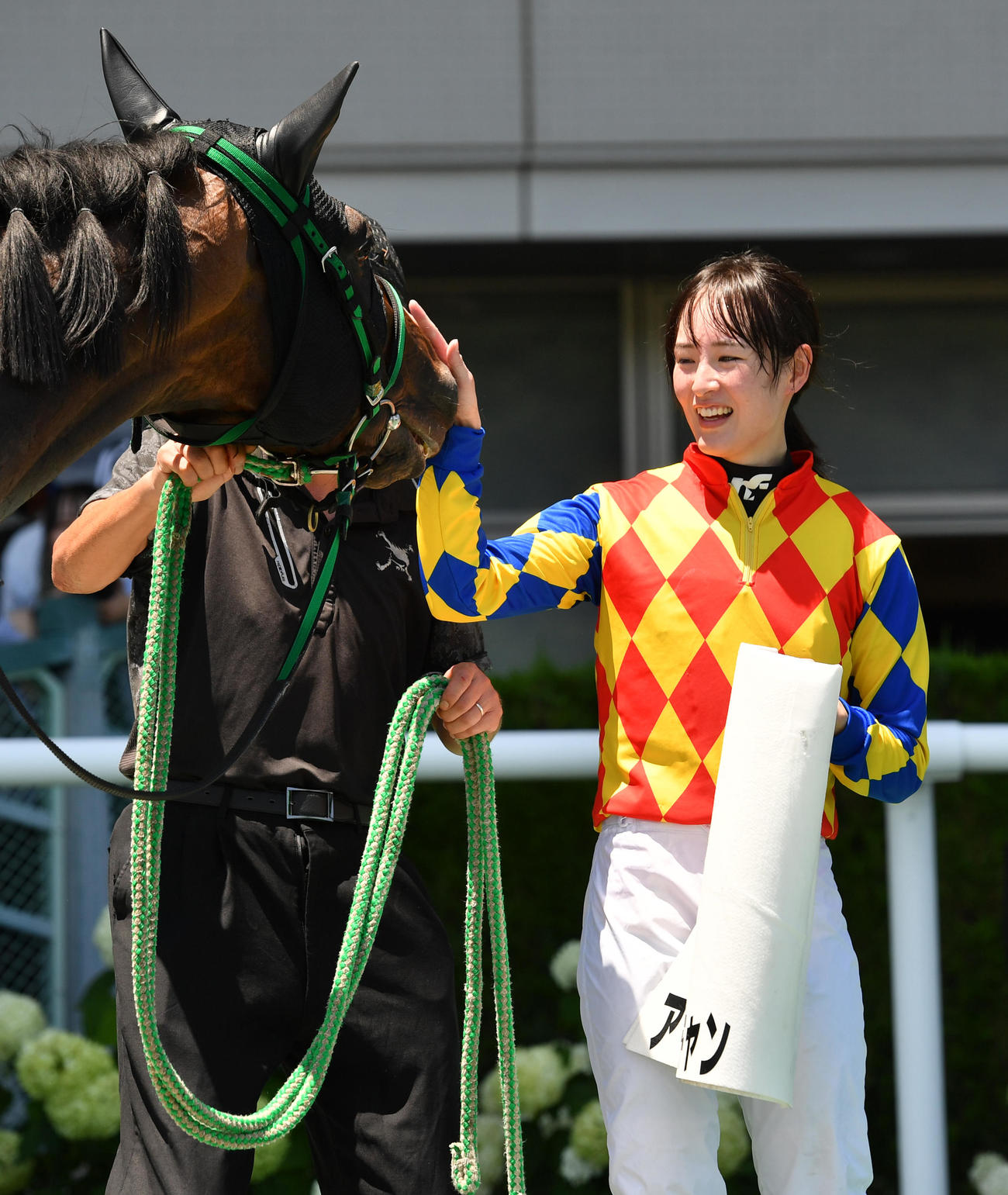 アイファースキャンと藤田菜七子騎手（2023年7月2日撮影）