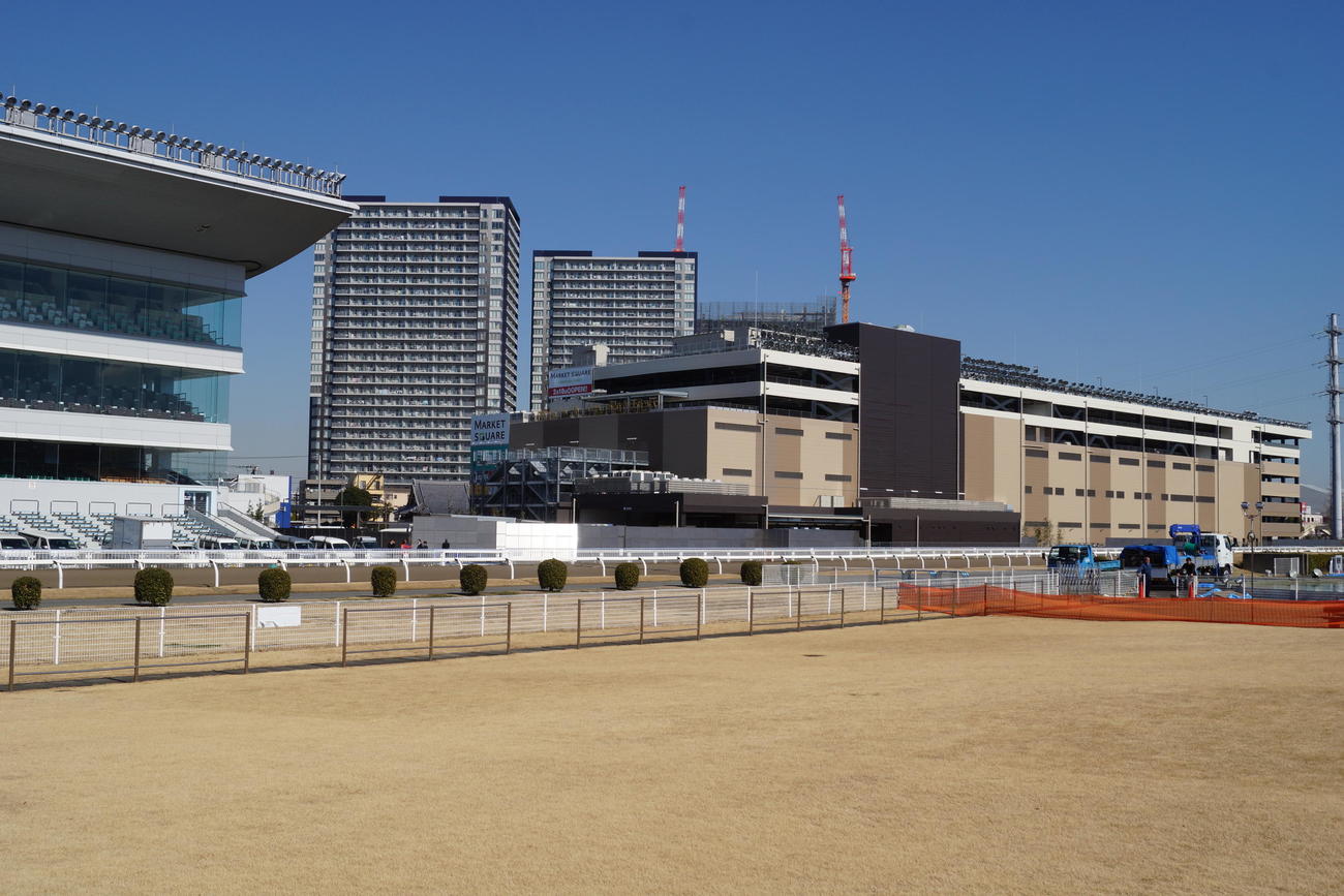 川崎競馬場内馬場からの外観（2016年撮影）