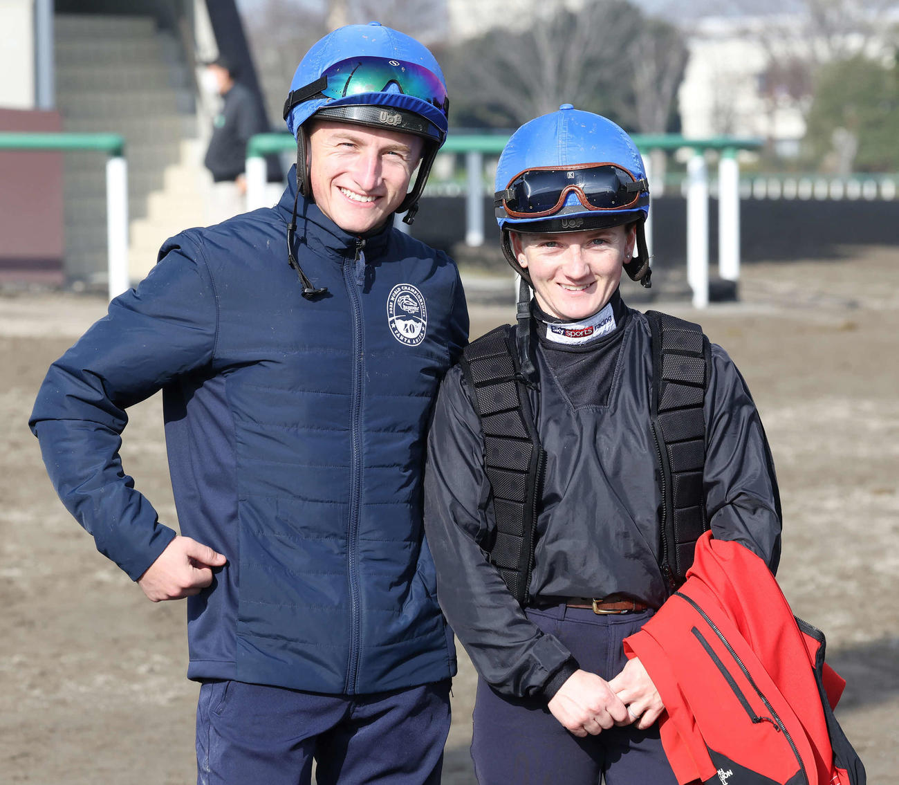 ジャパンカップに夫婦で騎乗することが決まったマーカンド騎手（左）とドイル騎手（撮影・丹羽敏通）