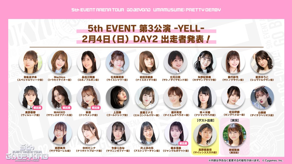 5th EVENT第3公演DAY2の出走者（C）Cygames, Inc.
