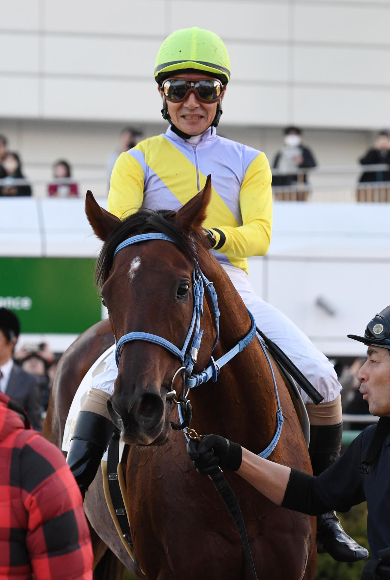 中山12R、ブランデーロックでJRA最年長勝利記録を更新した柴田善騎手（撮影・柴田隆二）