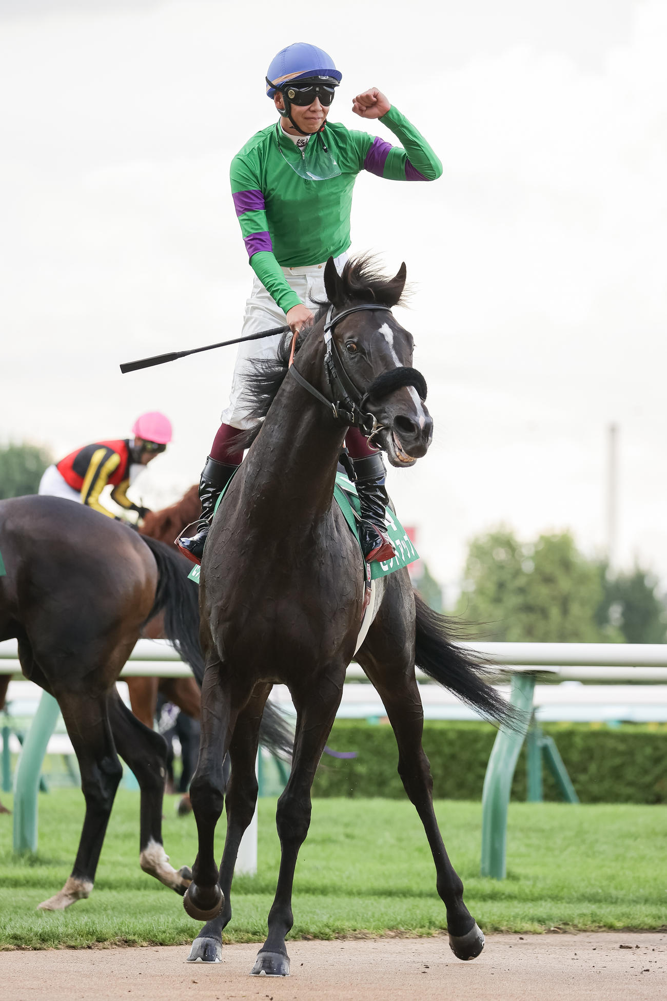 札幌2歳Sをセットアップで制しガッツポーズする横山武史騎手（2023年9月撮影）