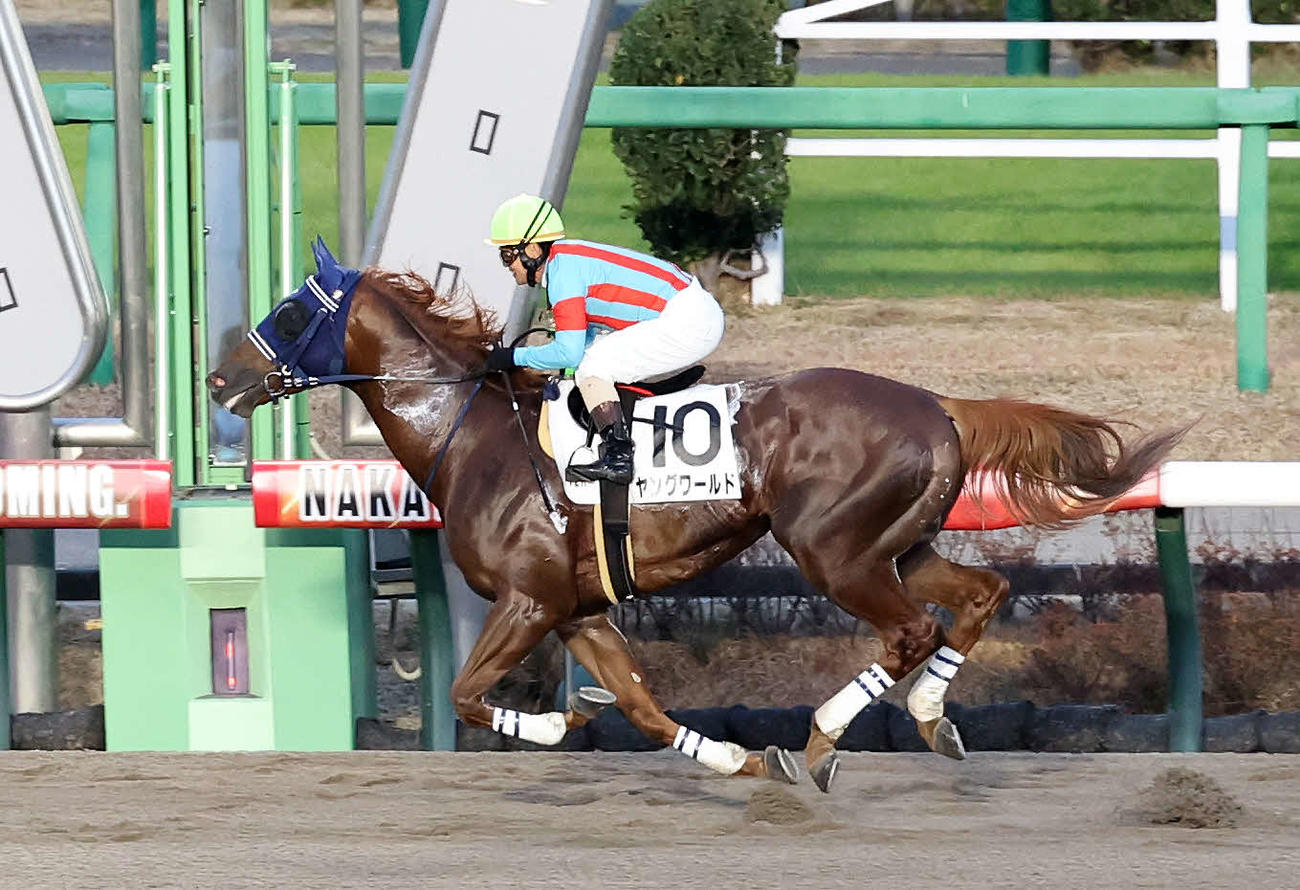 3歳以上1勝クラスを制したヤングワールドと田中勝春騎手（撮影・鈴木正人）