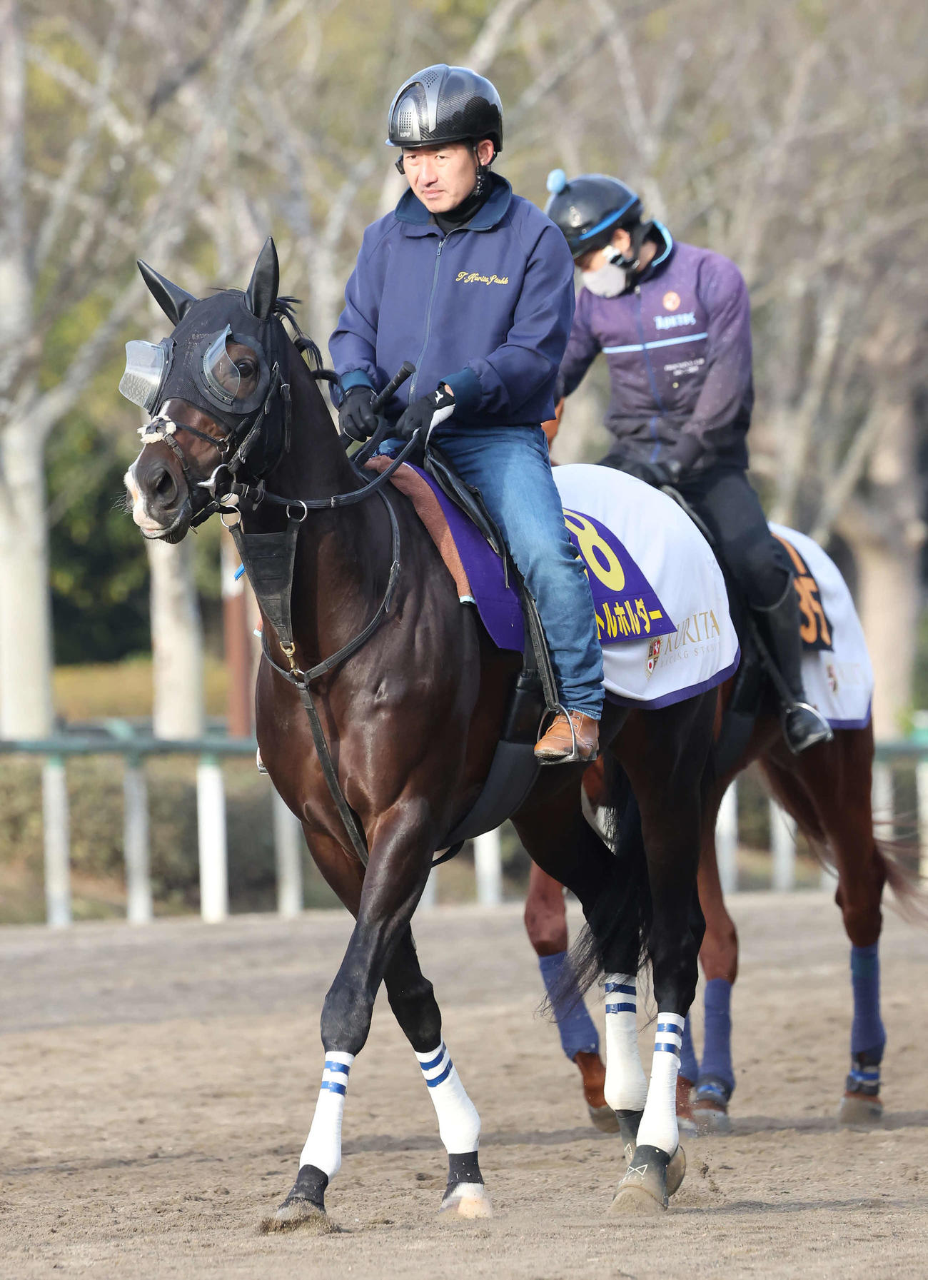馬場へ向かうタイトルホルダー（撮影・丹羽敏通）