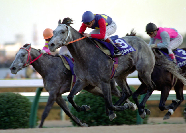 ラストランの有馬記念で優勝したオグリキャップ（1990年12月23日撮影）