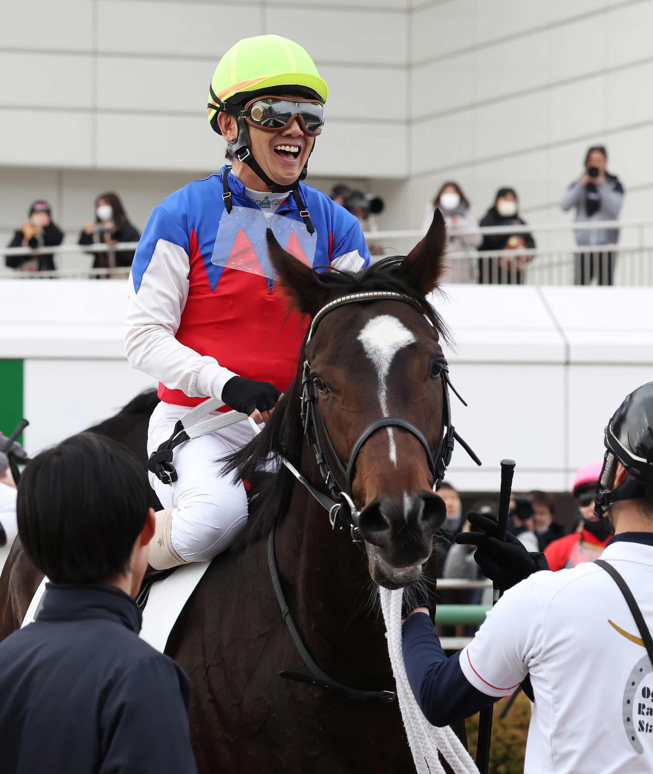 中山1R、2歳未勝利戦をスピードパンサーで制した田中勝騎手（撮影・丹羽敏通）