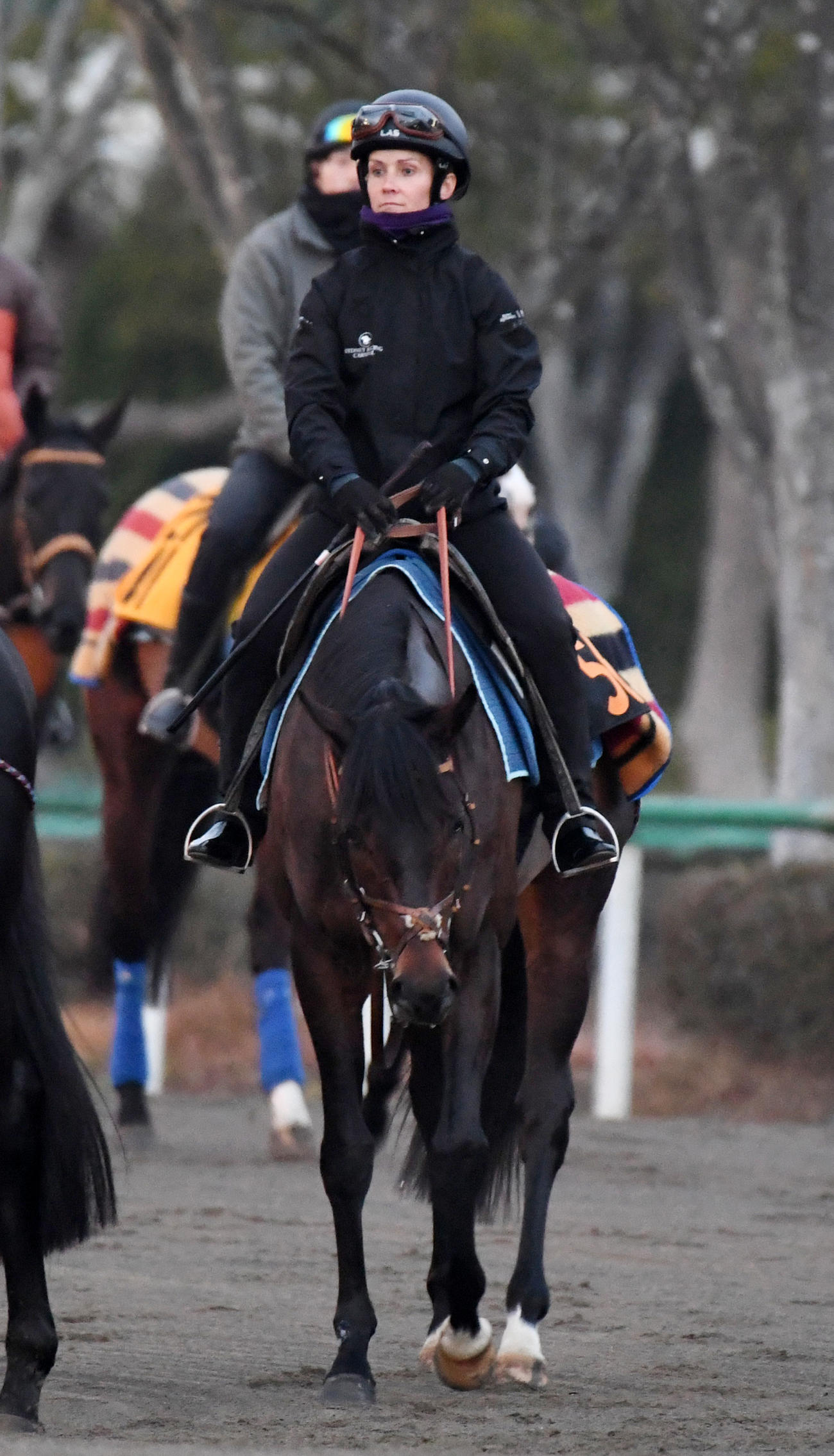 調教に向かうドゥレイクパセージとキング騎手（撮影・柴田隆二）