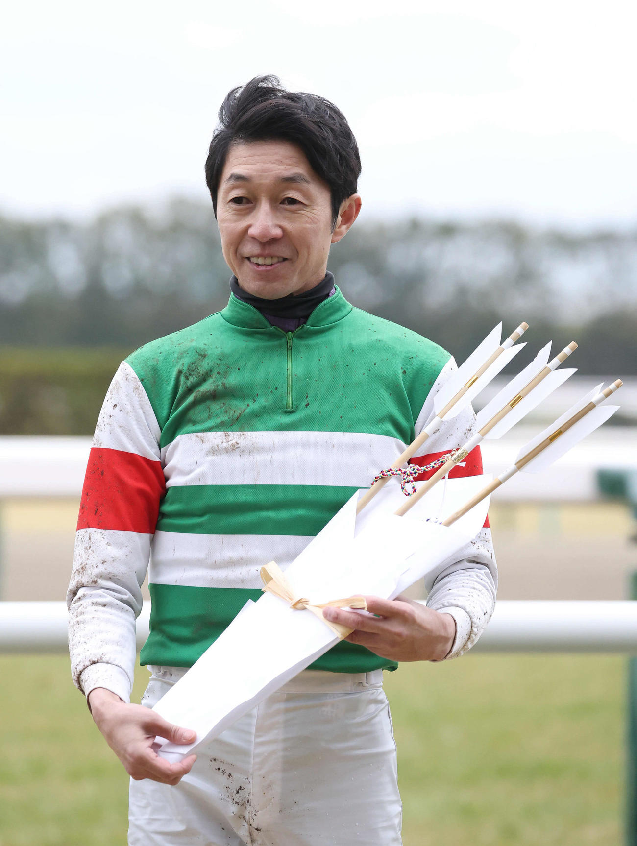トランキリテで石清水Sを制した武豊騎手（撮影・白石智彦）