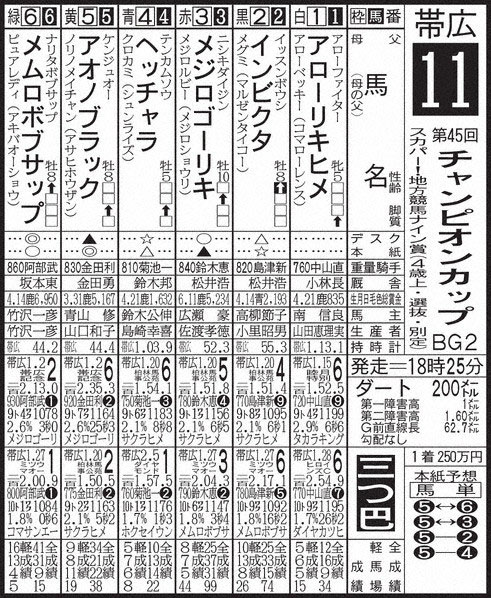 11R・チャンピオンC出馬表